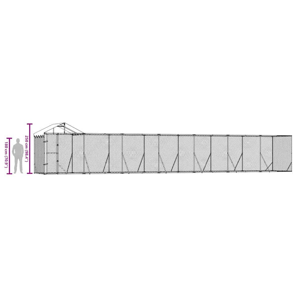 Verzinkter Outdoor-Hundezwinger mit Dach 14x2x2,5m