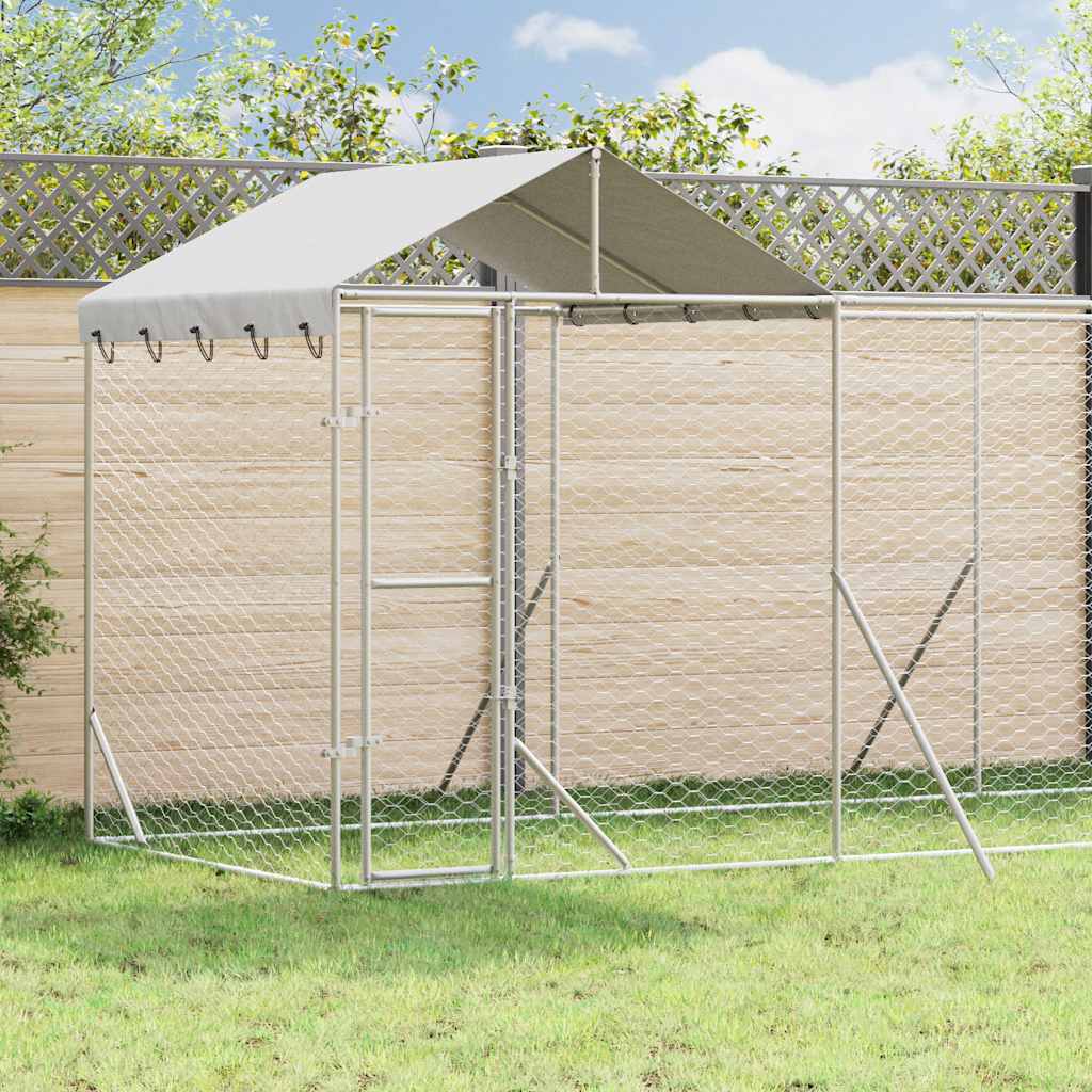 Verzinkter Outdoor-Hundezwinger mit Dach 14x2x2,5m
