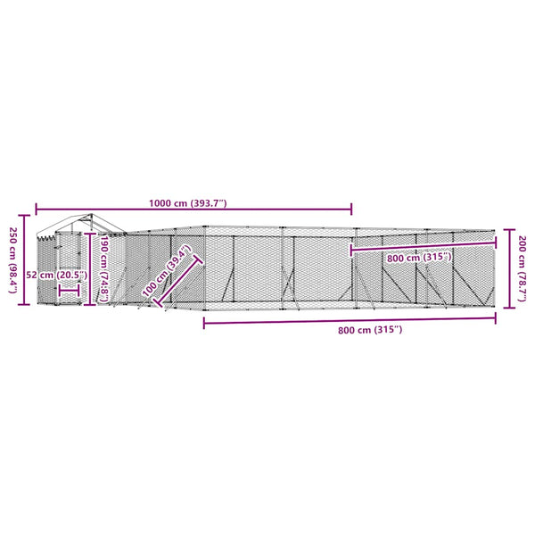 Verzinkter Outdoor-Hundezwinger mit Dach 10x8x2,5m