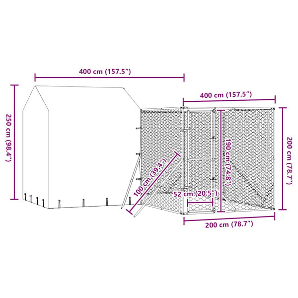 Hundezwinger mit Dach 4x4x2,5m