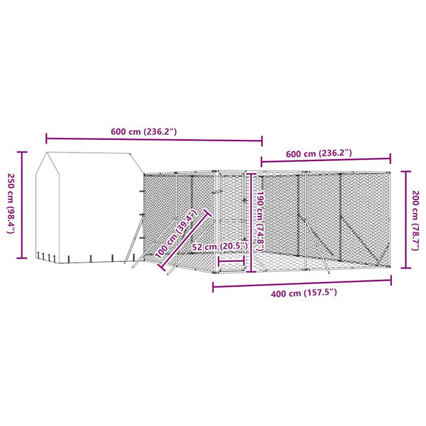 Hundezwinger mit Dach 6x6x2,5m