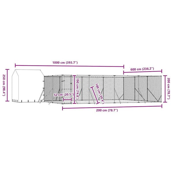 Outdoor Hundezwinger mit Dach 10x6x2,5 m