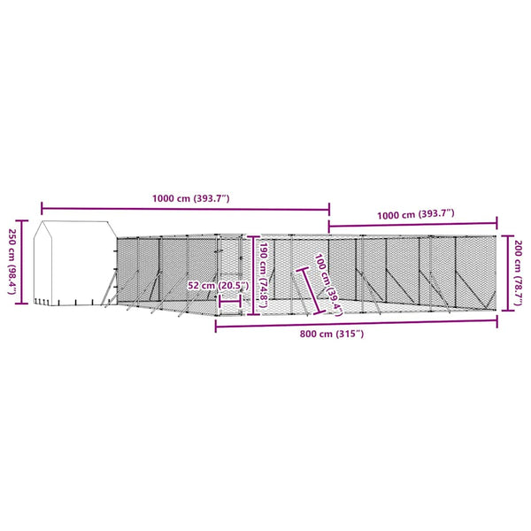 Outdoor Hundezwinger mit Dach 10x10x2,5m