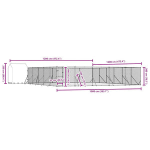 Verzinkter Outdoor-Hundezwinger mit Dach 12x12x2,5m