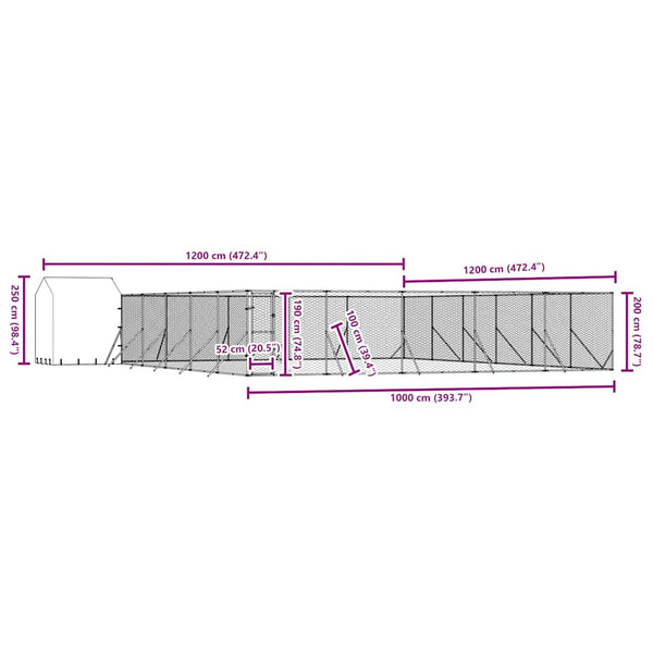 Verzinkter Outdoor-Hundezwinger mit Dach 12x12x2,5m