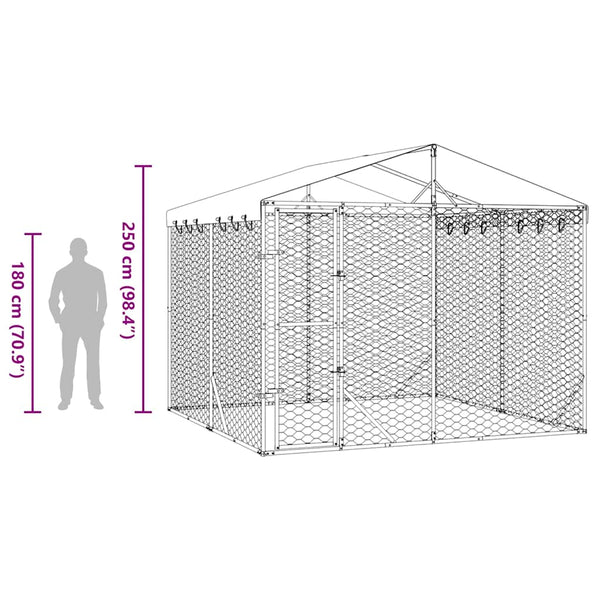 Hundezwinger mit Dach 3x3x2,5m Verzinkt