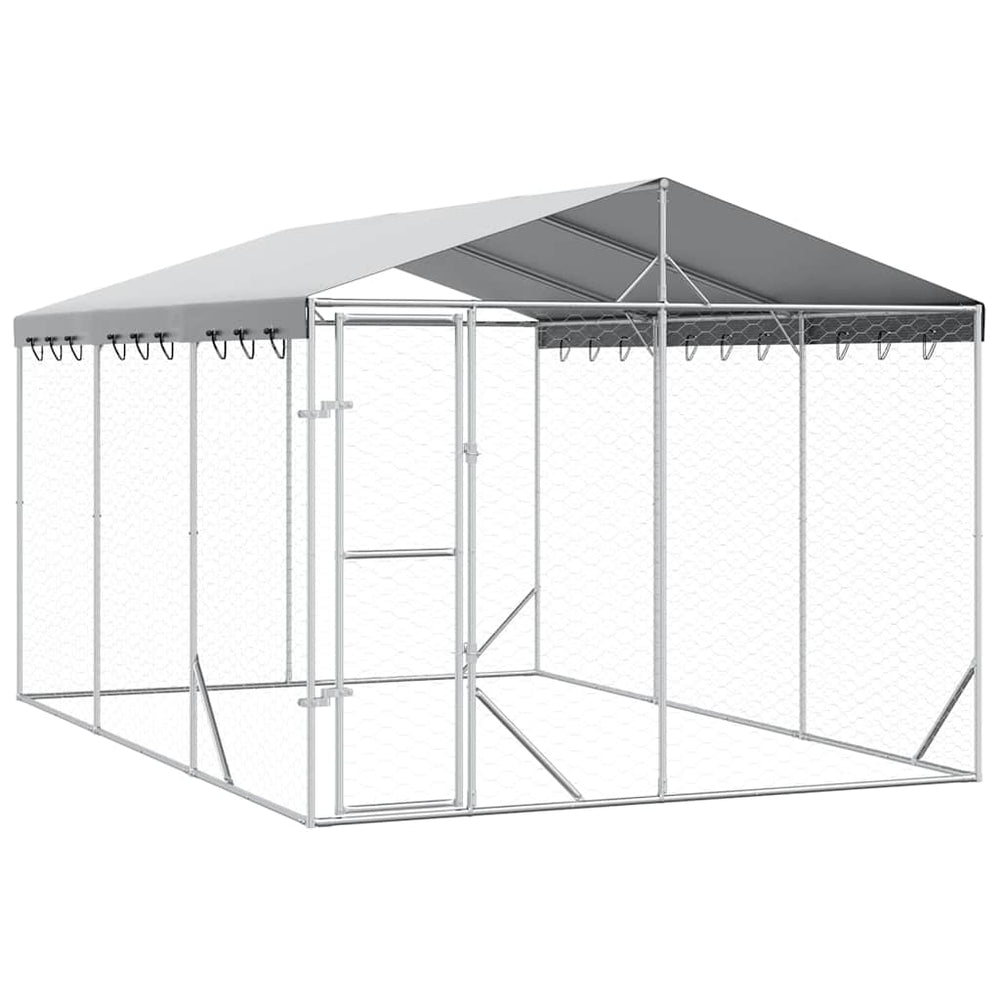 Hundezwinger mit Dach 3x4,5x2,5m Verzinkt