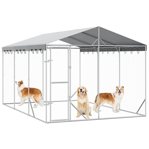 Hundezwinger mit Dach 3x4,5x2,5m Verzinkt