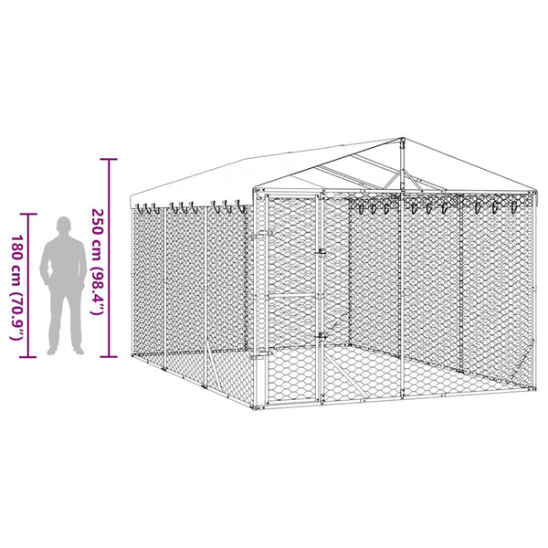 Hundezwinger mit Dach 3x4,5x2,5m Verzinkt