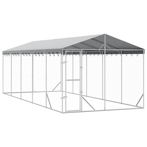 Verzinkter Outdoor Hundezwinger mit Dach 3x7,5x2,5m