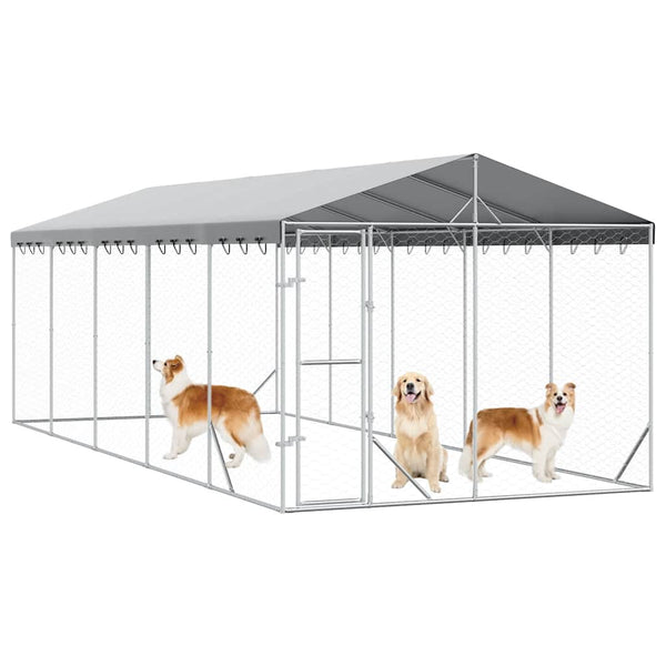 Verzinkter Outdoor Hundezwinger mit Dach 3x7,5x2,5m