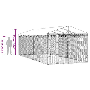Verzinkter Outdoor Hundezwinger mit Dach 3x7,5x2,5m