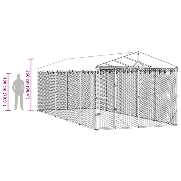 Verzinkter Outdoor Hundezwinger mit Dach 3x7,5x2,5m