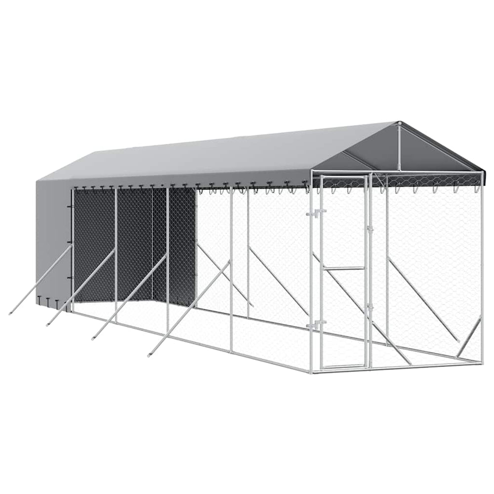 Verzinkter Outdoor-Hundezwinger mit Dach 2x10x2,5m