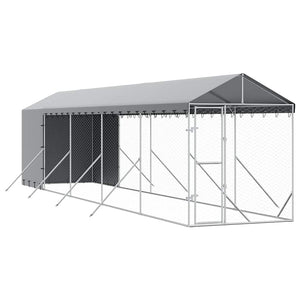 Verzinkter Outdoor-Hundezwinger mit Dach 2x10x2,5m