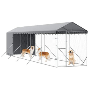 Verzinkter Outdoor-Hundezwinger mit Dach 2x10x2,5m