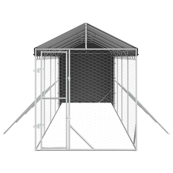 Verzinkter Outdoor-Hundezwinger mit Dach 2x10x2,5m
