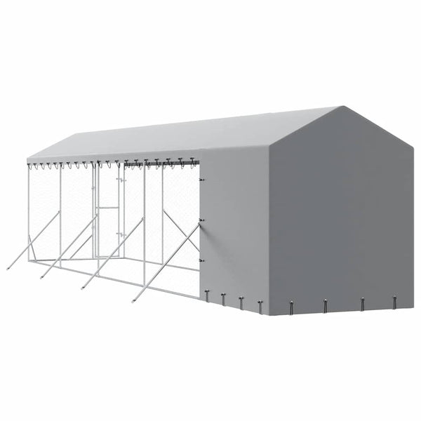Verzinkter Outdoor-Hundezwinger mit Dach 2x10x2,5m