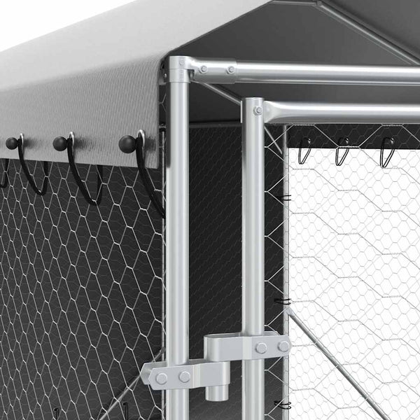Verzinkter Outdoor-Hundezwinger mit Dach 2x10x2,5m