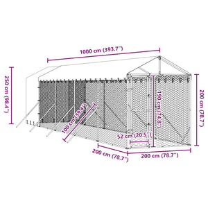 Verzinkter Outdoor-Hundezwinger mit Dach 2x10x2,5m