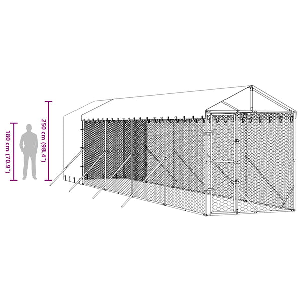 Verzinkter Outdoor-Hundezwinger mit Dach 2x10x2,5m
