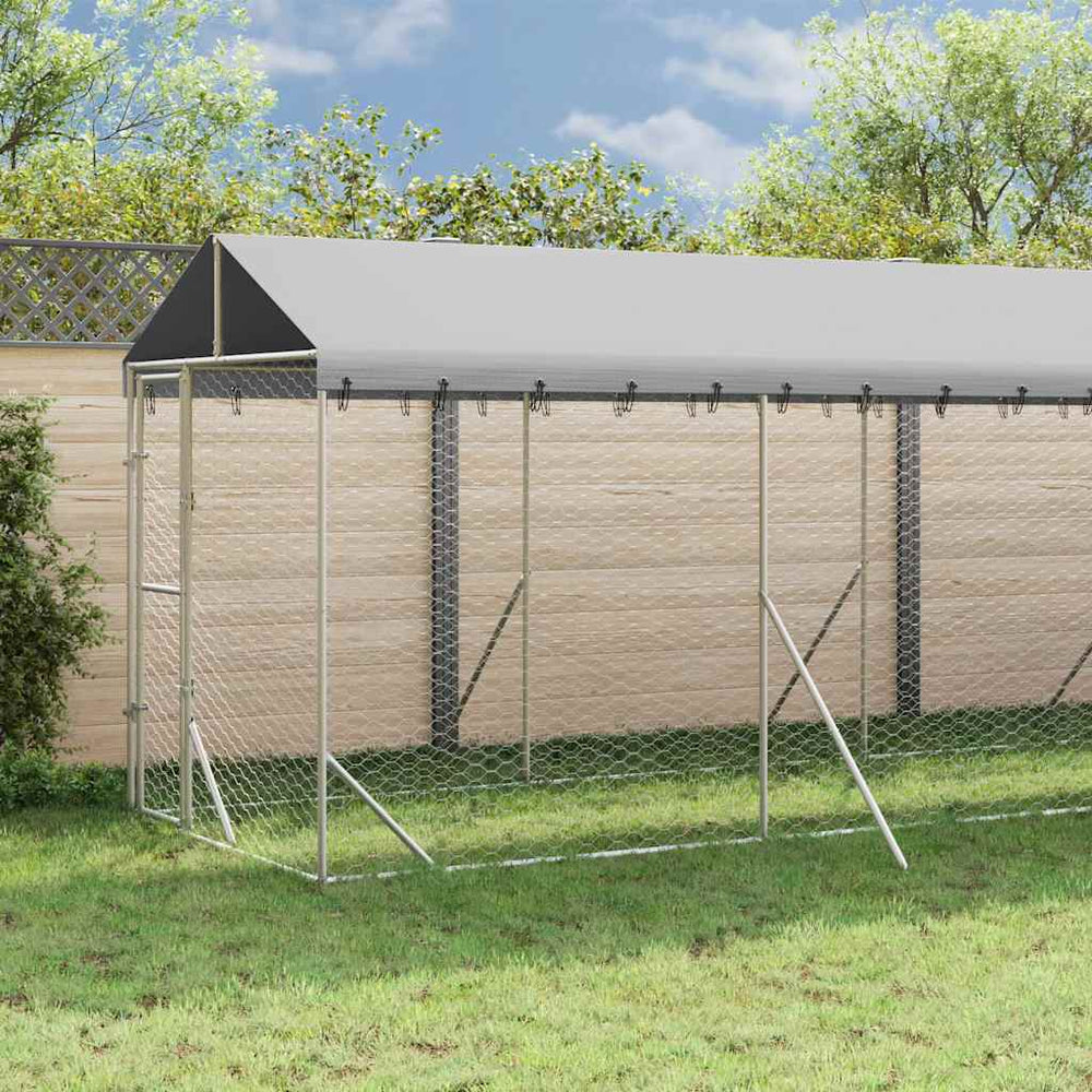 Verzinkter Outdoor-Hundezwinger mit Dach 2x10x2,5m