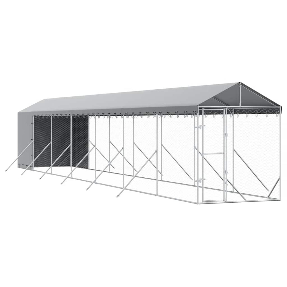 Verzinkter Outdoor-Hundezwinger mit Dach 2x14x2,5m