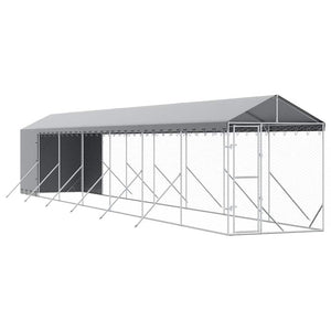 Verzinkter Outdoor-Hundezwinger mit Dach 2x14x2,5m