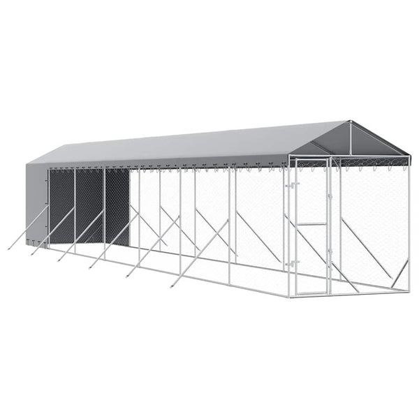 Verzinkter Outdoor-Hundezwinger mit Dach 2x14x2,5m