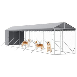 Verzinkter Outdoor-Hundezwinger mit Dach 2x14x2,5m