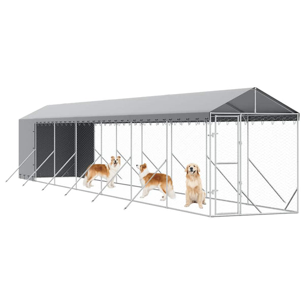Verzinkter Outdoor-Hundezwinger mit Dach 2x14x2,5m