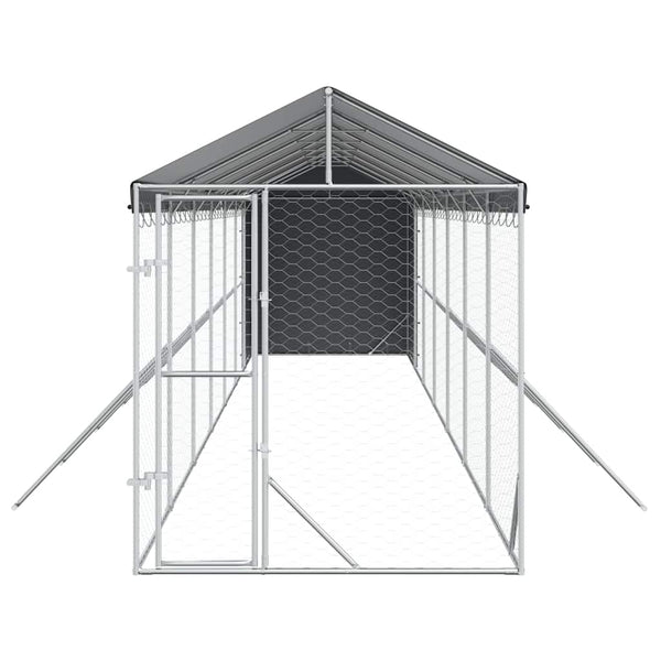 Verzinkter Outdoor-Hundezwinger mit Dach 2x14x2,5m