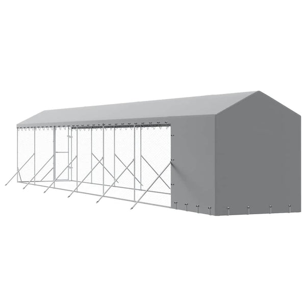 Verzinkter Outdoor-Hundezwinger mit Dach 2x14x2,5m