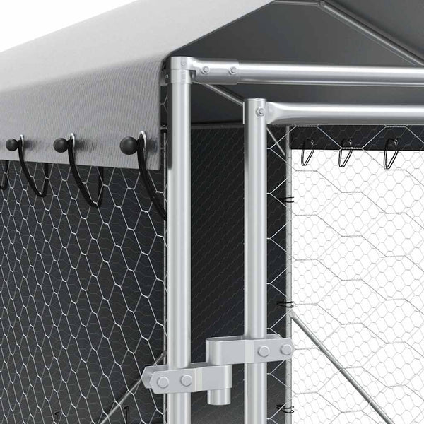 Verzinkter Outdoor-Hundezwinger mit Dach 2x14x2,5m