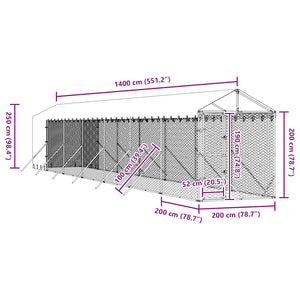 Verzinkter Outdoor-Hundezwinger mit Dach 2x14x2,5m