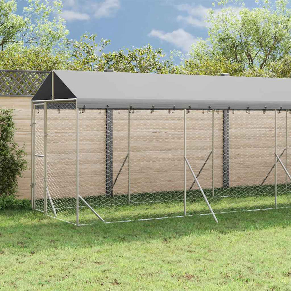 Verzinkter Outdoor-Hundezwinger mit Dach 2x14x2,5m