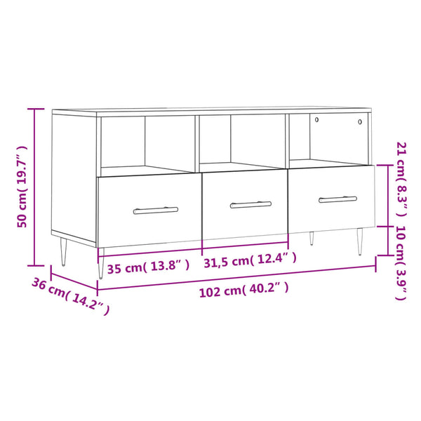 Hochglanz TV-Schrank Weiß 102x36x50 cm