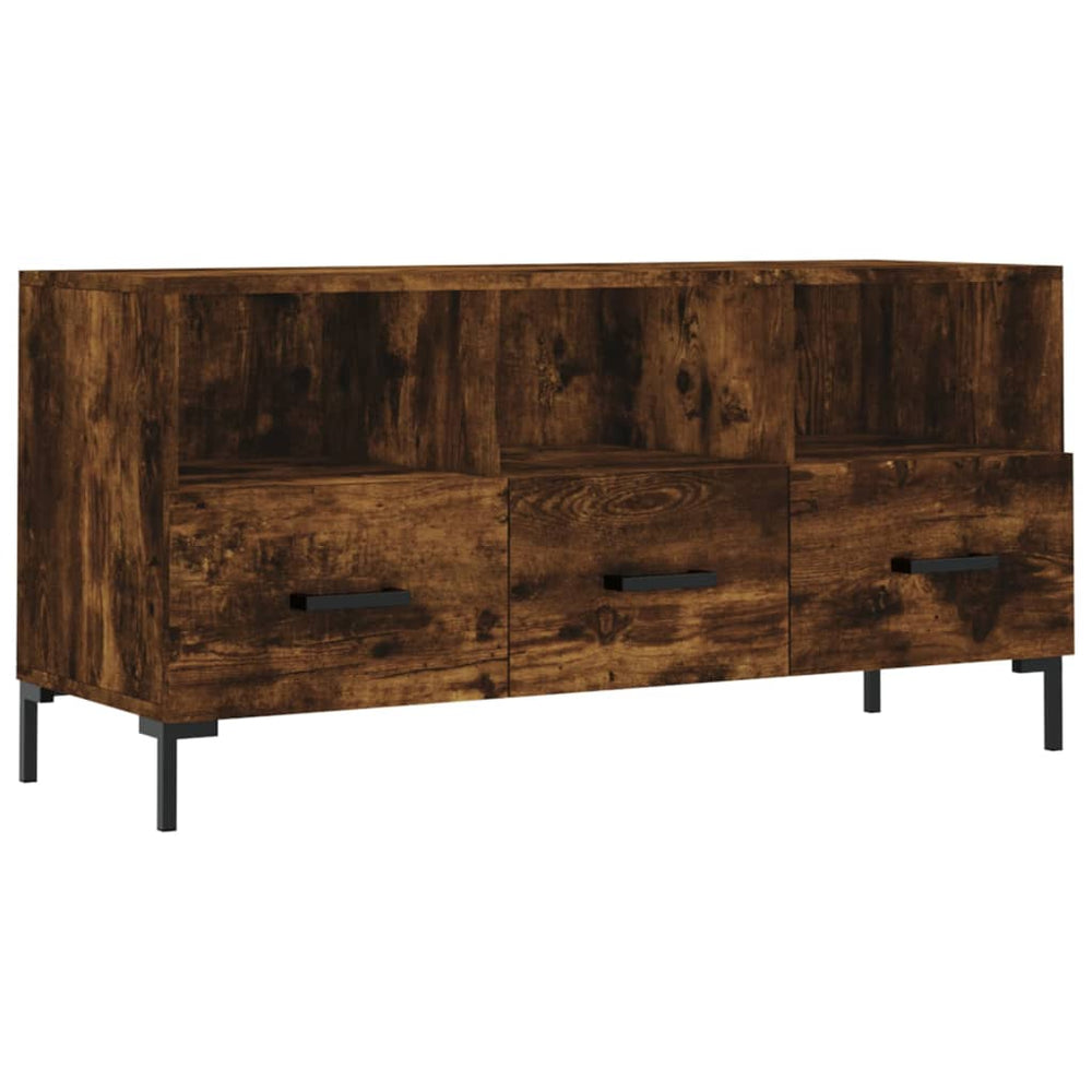 vidaXL Meuble TV chêne fumé 102x36x50 cm Aggloméré