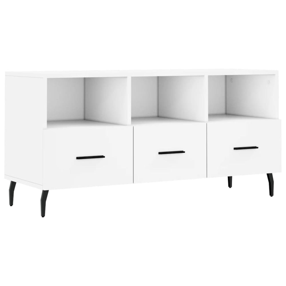 vidaXL Meuble TV blanc 102x36x50 cm en bois d'ingénierie