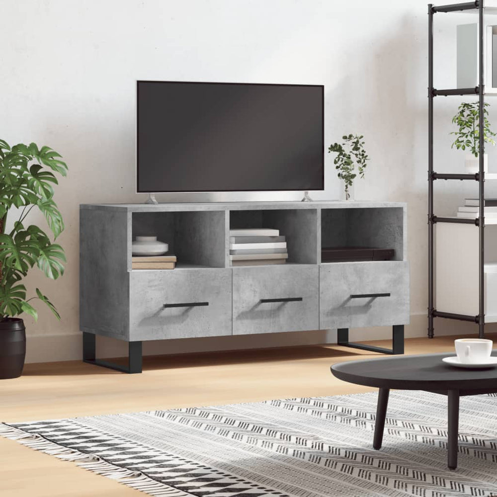vidaXL Meuble TV gris béton 102x36x50 cm Aggloméré