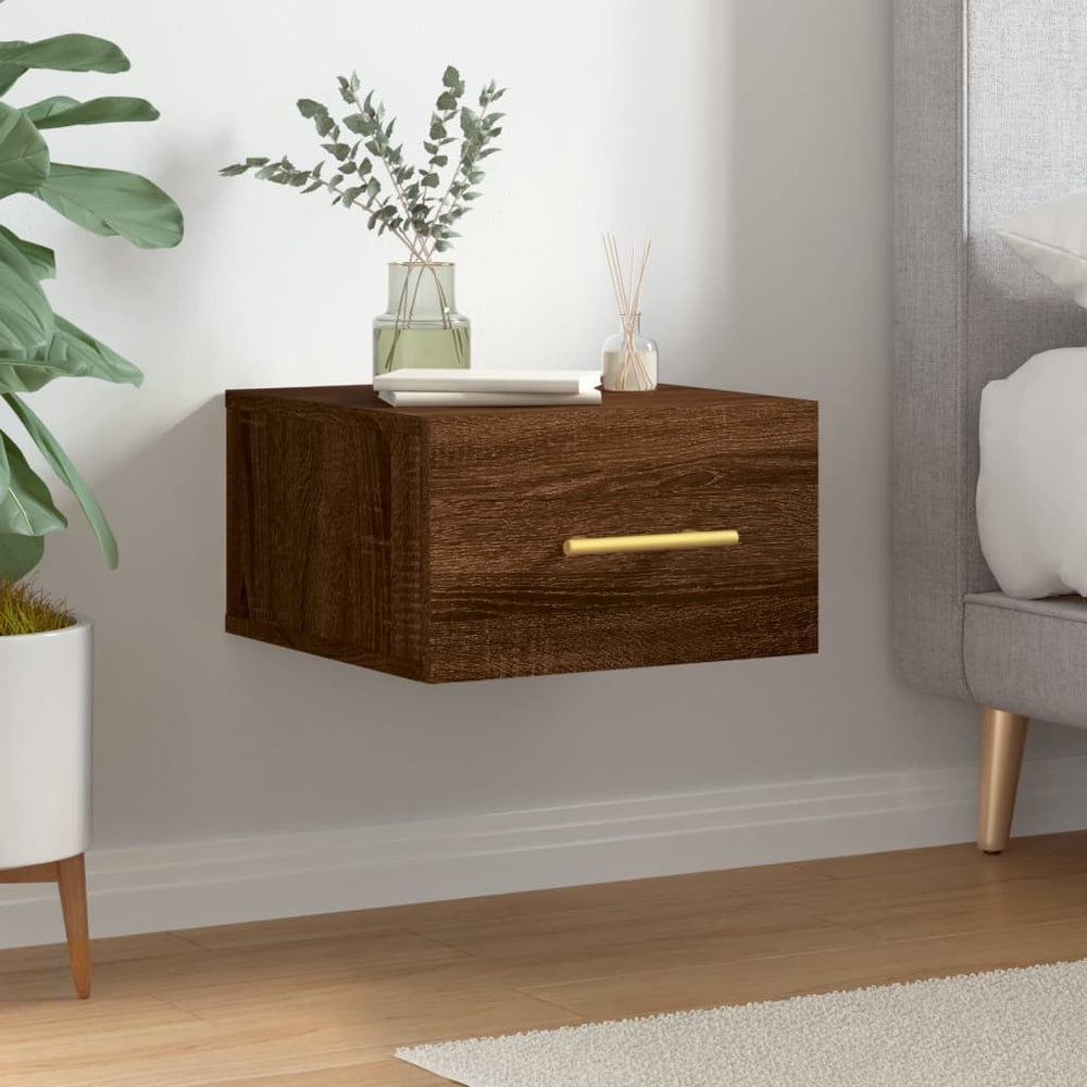 vidaXL Wall-Mounted Nightstand Brown Oak Look 35x35x20 cm