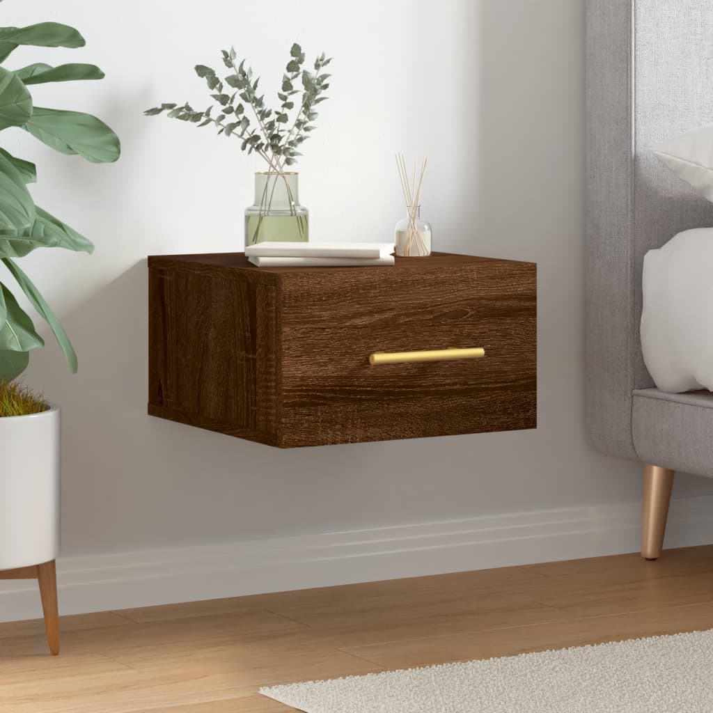 Wand-Nachttisch Braun Eichenoptik 35x35 cm