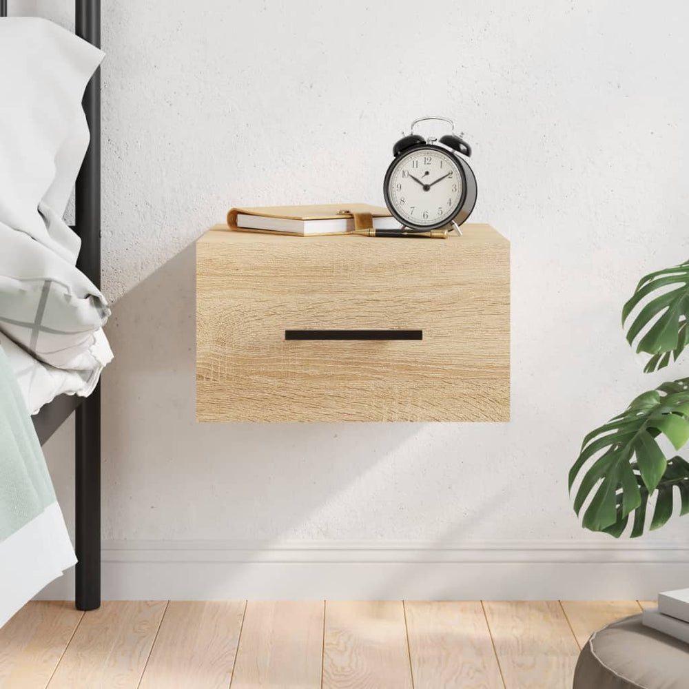 vidaXL Wall-Mounted Bedside Table Sonoma Oak 35x35x20 cm