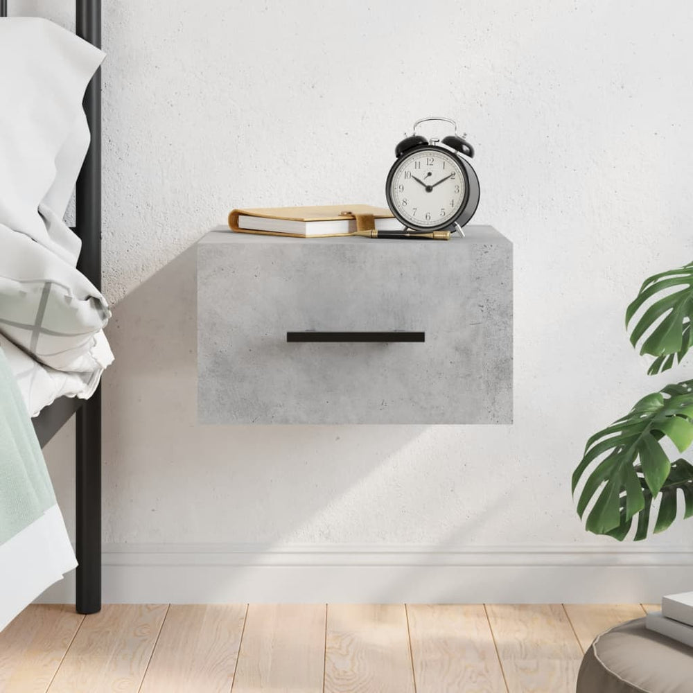 vidaXL Wall-Mounted Nightstand Concrete Gray 35x35x20 cm