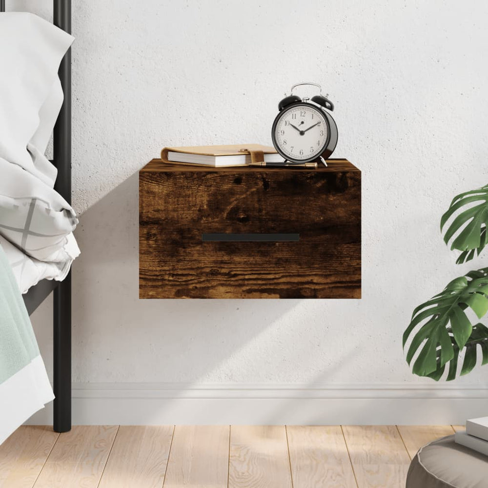 vidaXL Wall-Mounted Nightstand Smoked Oak 35x35x20 cm