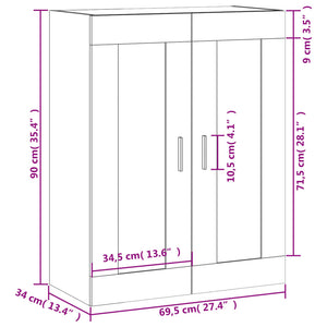 vidaXL Armoire murale gris béton 69,5x34x90 cm Aggloméré