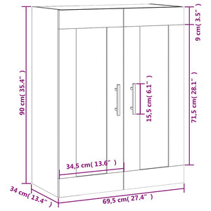 Schwarzer Wandschrank 69,5x34x90 cm