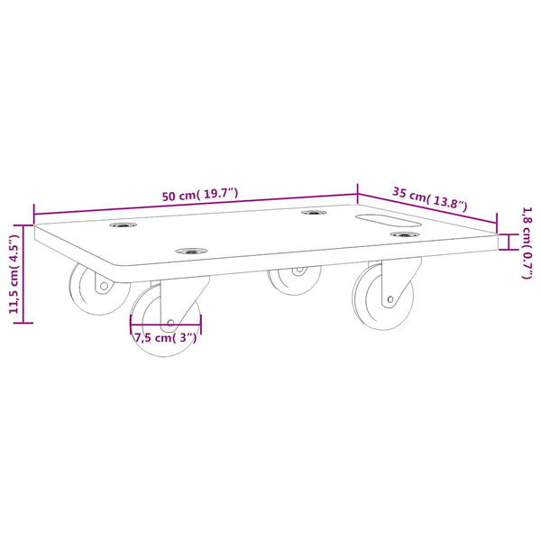 Transportroller 2 Stk. Rechteckig 50x35x11,5 cm 250 kg