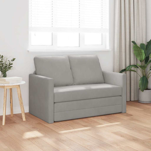 Bodensofa mit Schlaffunktion Hellgrau Samt