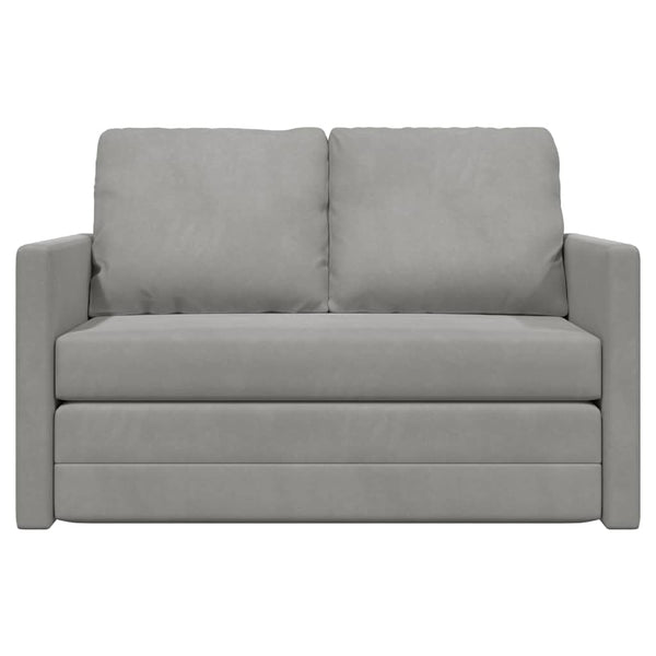 Bodensofa mit Schlaffunktion Hellgrau Samt